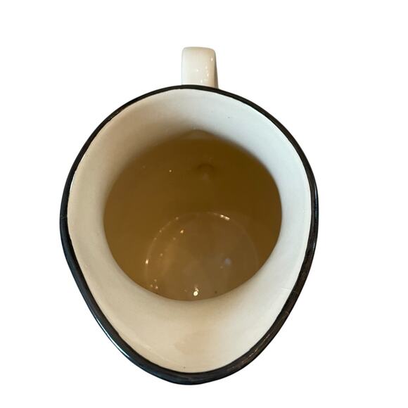 Hand Painted Striped Ceramic Pitcher 8in Made in India Black & Cream NEW - Picture 4 of 15